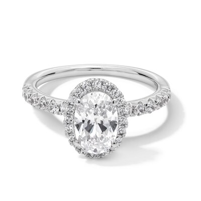 1.95 CT. T.W. Oval Certified Lab-Created Diamond Frame Engagement Ring in 14K White Gold (F/VS2)