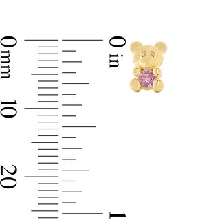 Child’s Pink Cubic Zirconia Teddy Bear Stud Earrings in Solid 14K Gold