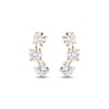 Child’s Cubic Zirconia Curved Three Stone Stud Earrings in Solid 14K Gold