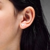 Thumbnail Image 2 of Child's Heart-Shaped Mother-of-Pearl and Crystal Stud Earrings in Solid 14K Gold