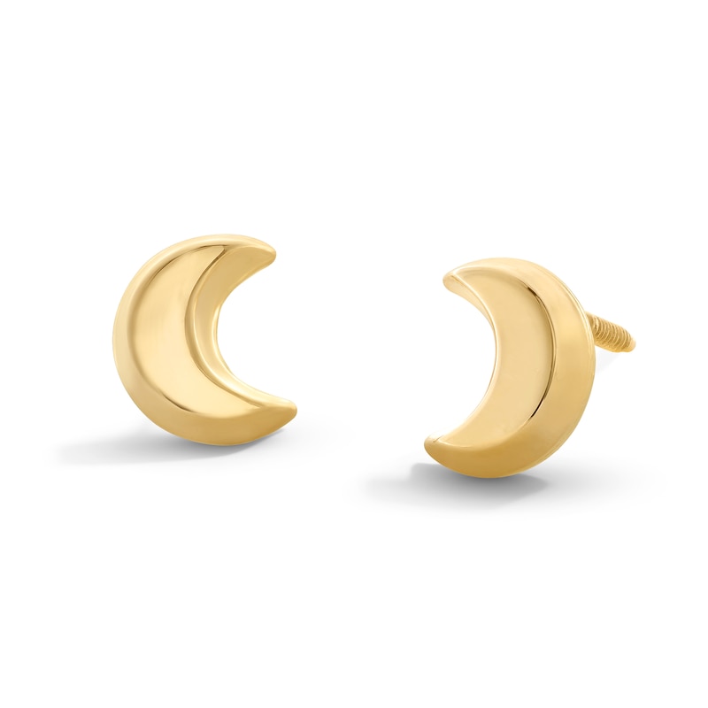 Main Image 1 of Child’s Crescent Moon Stud Earrings in Solid 14K Gold