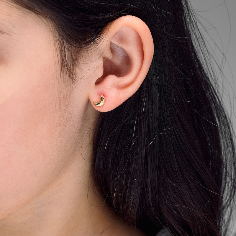 Child's Crescent Moon Stud Earrings in Solid 14K Gold