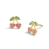 Thumbnail Image 1 of Children’s Lab-Created Ruby and Green Cubic Zirconia Cherry Stud Earrings in Solid 14K Gold