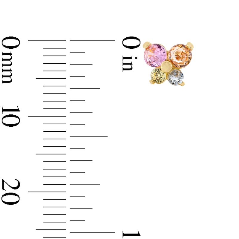 Main Image 2 of Child’s Multi-Coloured Cubic Zirconia Butterfly Stud Earrings in Solid 14K Gold