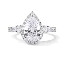 Emmy London 2.30 CT. T.W. Pear-Shaped Certified Lab-Grown Diamond Frame Engagement Ring in 18K White Gold (F/VS2)