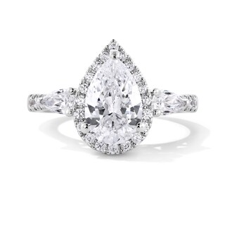 Emmy London 2.30 CT. T.W. Pear-Shaped Certified Lab-Created Diamond Frame Engagement Ring in 18K White Gold (F/VS2)