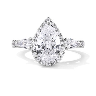 Emmy London 2.30 CT. T.W. Pear-Shaped Certified Lab-Created Diamond Frame Engagement Ring in 18K White Gold (F/VS2)