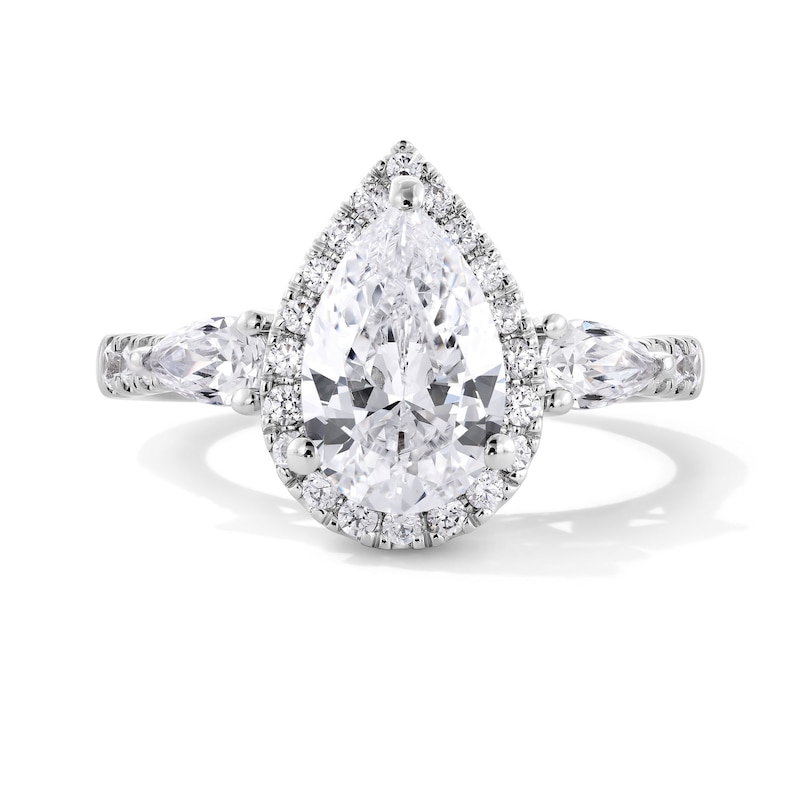 Main Image 1 of Emmy London 2.30 CT. T.W. Pear-Shaped Certified Lab-Grown Diamond Frame Engagement Ring in 18K White Gold (F/VS2)