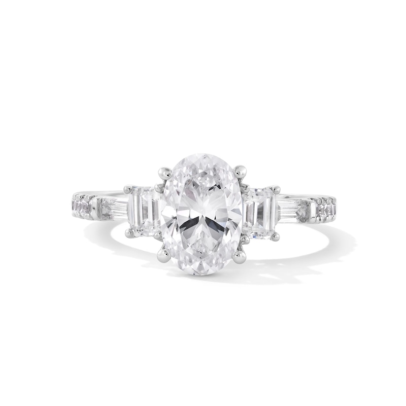 Main Image 1 of Emmy London 2.25 CT. T.W. Oval Certified Lab-Grown Diamond Collar Engagement Ring in 18K White Gold (F/VS2)