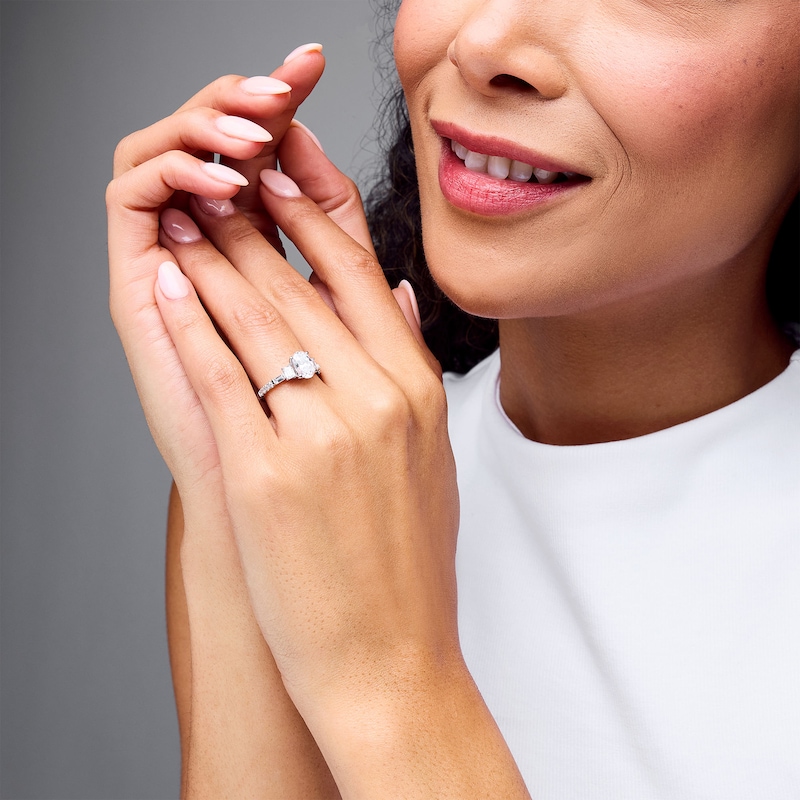 Main Image 2 of Emmy London 2.25 CT. T.W. Oval Certified Lab-Grown Diamond Collar Engagement Ring in 18K White Gold (F/VS2)