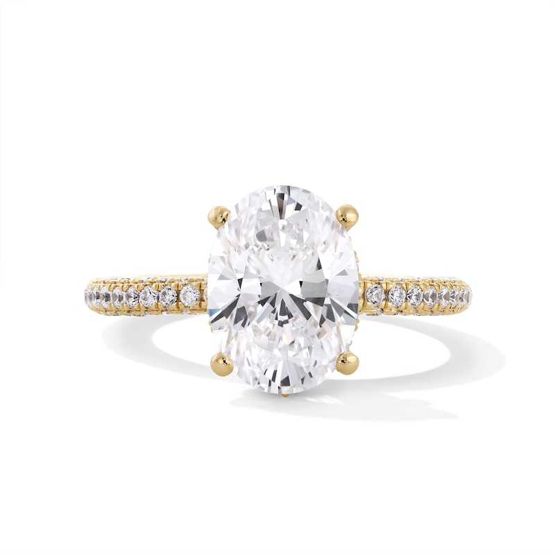 Main Image 1 of Emmy London 3.60 CT. T.W. Oval Certified Lab-Grown Diamond Engagement Ring in 18K Gold (F/VS2)