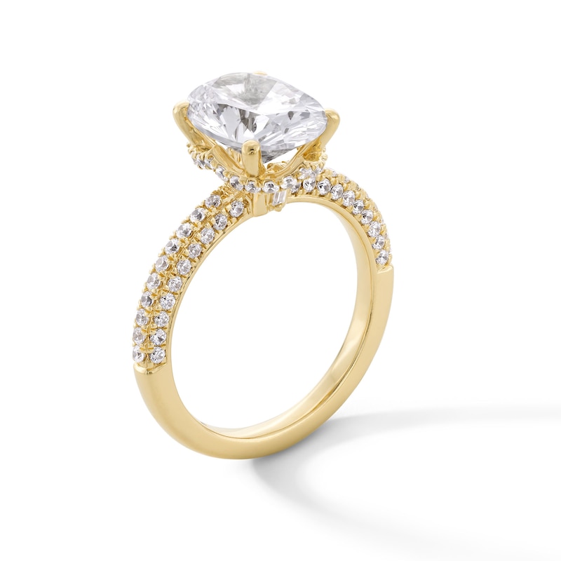 Main Image 3 of Emmy London 3.60 CT. T.W. Oval Certified Lab-Grown Diamond Engagement Ring in 18K Gold (F/VS2)