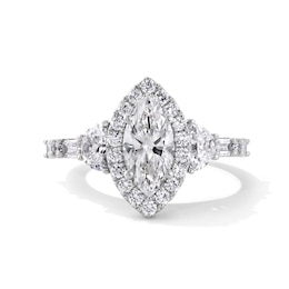 Emmy London 2.30 CT. T.W. Marquise-Cut Certified Lab-Grown Diamond Frame Engagement Ring in 18K White Gold (F/VS2)