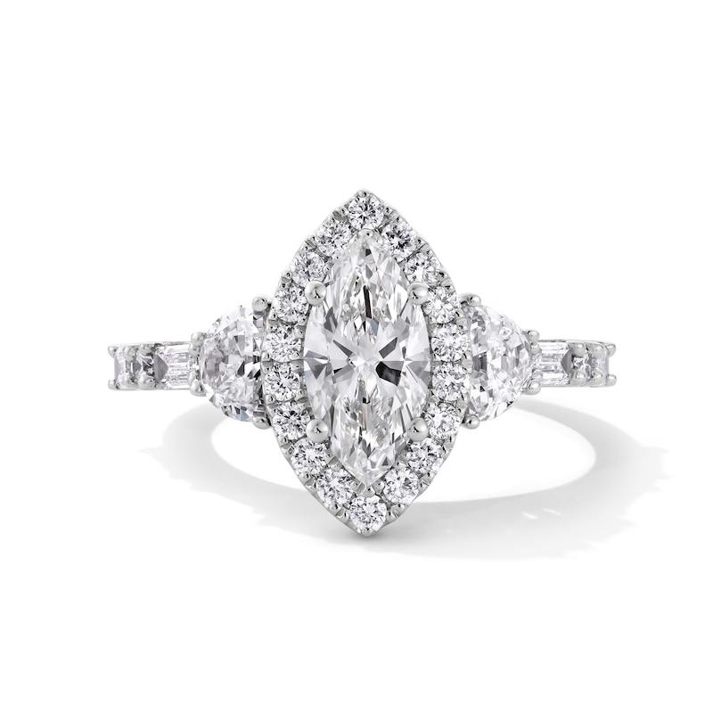 Main Image 1 of Emmy London 2.30 CT. T.W. Marquise-Cut Certified Lab-Grown Diamond Frame Engagement Ring in 18K White Gold (F/VS2)
