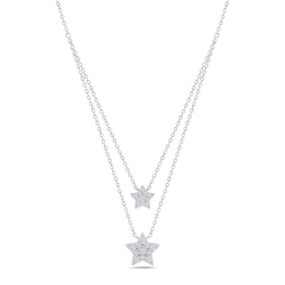 0.18 CT. T.W. Diamond Stars Double Strand Necklace in Sterling Silver