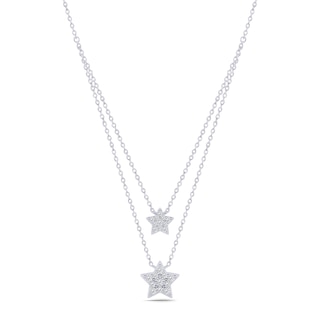 0.18 CT. T.W. Diamond Stars Double Strand Necklace in Sterling Silver