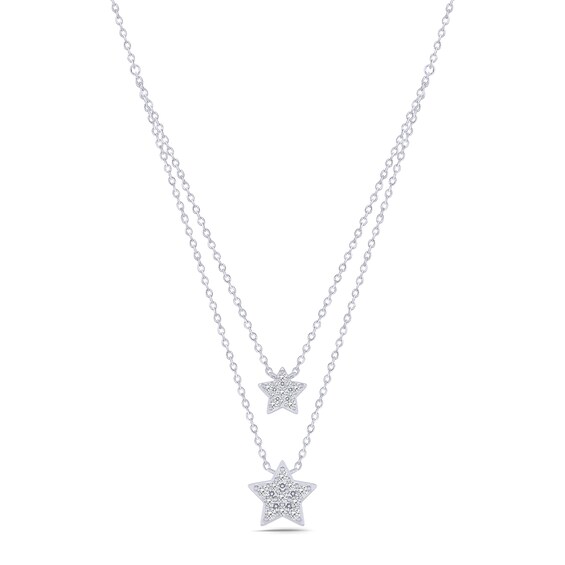 0.18 CT. T.W. Diamond Stars Double Strand Necklace in Sterling Silver