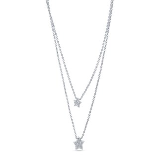 0.18 CT. T.W. Diamond Stars Double Strand Necklace in Sterling Silver