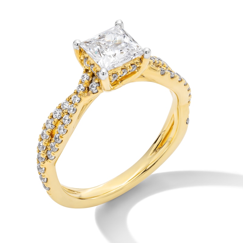 Main Image 3 of 1.40 CT. T.W. Princess-Cut Certified Lab-Grown Diamond Twist Shank Engagement Ring in 14K Gold (F/VS2)