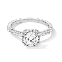 1.50 CT. T.W. Certified Lab-Grown Diamond Cushion Frame Engagement Ring in 14K White Gold (F/VS2)
