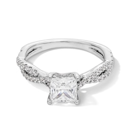 1.40 CT. T.W. Princess-Cut Certified Lab-Grown Diamond Twist Shank Engagement Ring in 14K White Gold (F/VS2)