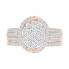Thumbnail Image 1 of 0.95 CT. T.W. Oval-Shaped Multi-Diamond Swirl Frame Triple Row Bridal Set in 10K Rose Gold