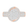 Thumbnail Image 3 of 0.95 CT. T.W. Oval-Shaped Multi-Diamond Swirl Frame Triple Row Bridal Set in 10K Rose Gold