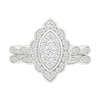 Thumbnail Image 1 of 0.45 CT. T.W. Marquise-Shaped Multi-Diamond Flower Frame Scallop Shank Bridal Set in 10K White Gold