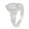 Thumbnail Image 2 of 0.45 CT. T.W. Marquise-Shaped Multi-Diamond Flower Frame Scallop Shank Bridal Set in 10K White Gold