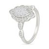 Thumbnail Image 4 of 0.45 CT. T.W. Marquise-Shaped Multi-Diamond Flower Frame Scallop Shank Bridal Set in 10K White Gold