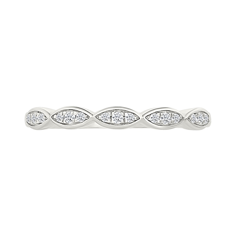 Main Image 5 of 0.45 CT. T.W. Marquise-Shaped Multi-Diamond Flower Frame Scallop Shank Bridal Set in 10K White Gold