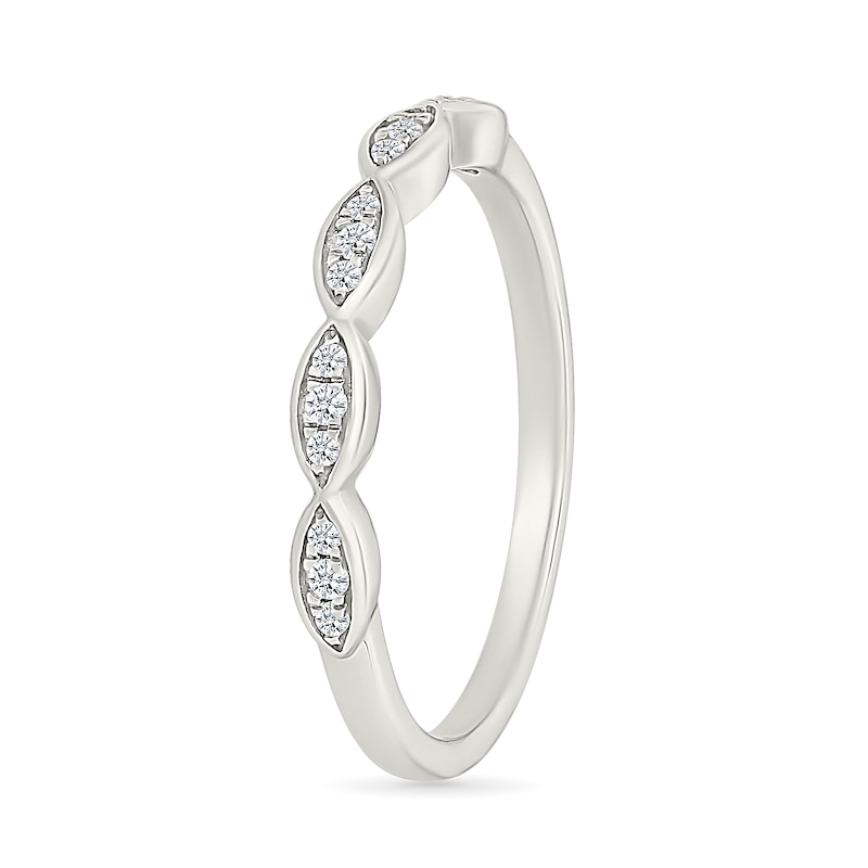 Main Image 6 of 0.45 CT. T.W. Marquise-Shaped Multi-Diamond Flower Frame Scallop Shank Bridal Set in 10K White Gold