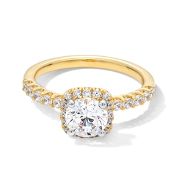 1.50 CT. T.W. Certified Lab-Grown Diamond Cushion Frame Engagement Ring in 14K Gold (F/VS2)