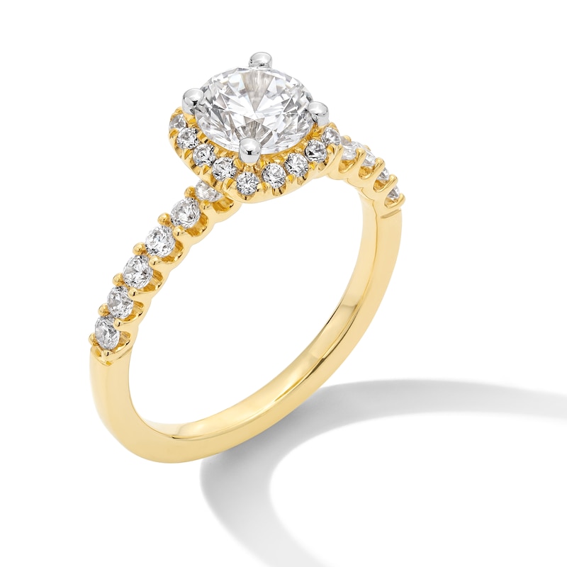 Main Image 3 of 1.50 CT. T.W. Certified Lab-Grown Diamond Cushion Frame Engagement Ring in 14K Gold (F/VS2)