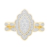 Thumbnail Image 1 of 0.45 CT. T.W. Marquise-Shaped Multi-Diamond Flower Frame Scallop Shank Bridal Set in 10K Gold