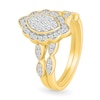 Thumbnail Image 2 of 0.45 CT. T.W. Marquise-Shaped Multi-Diamond Flower Frame Scallop Shank Bridal Set in 10K Gold
