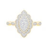 Thumbnail Image 3 of 0.45 CT. T.W. Marquise-Shaped Multi-Diamond Flower Frame Scallop Shank Bridal Set in 10K Gold
