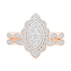 Thumbnail Image 1 of 0.45 CT. T.W. Marquise-Shaped Multi-Diamond Flower Frame Scallop Shank Bridal Set in 10K Rose Gold