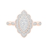 Thumbnail Image 3 of 0.45 CT. T.W. Marquise-Shaped Multi-Diamond Flower Frame Scallop Shank Bridal Set in 10K Rose Gold