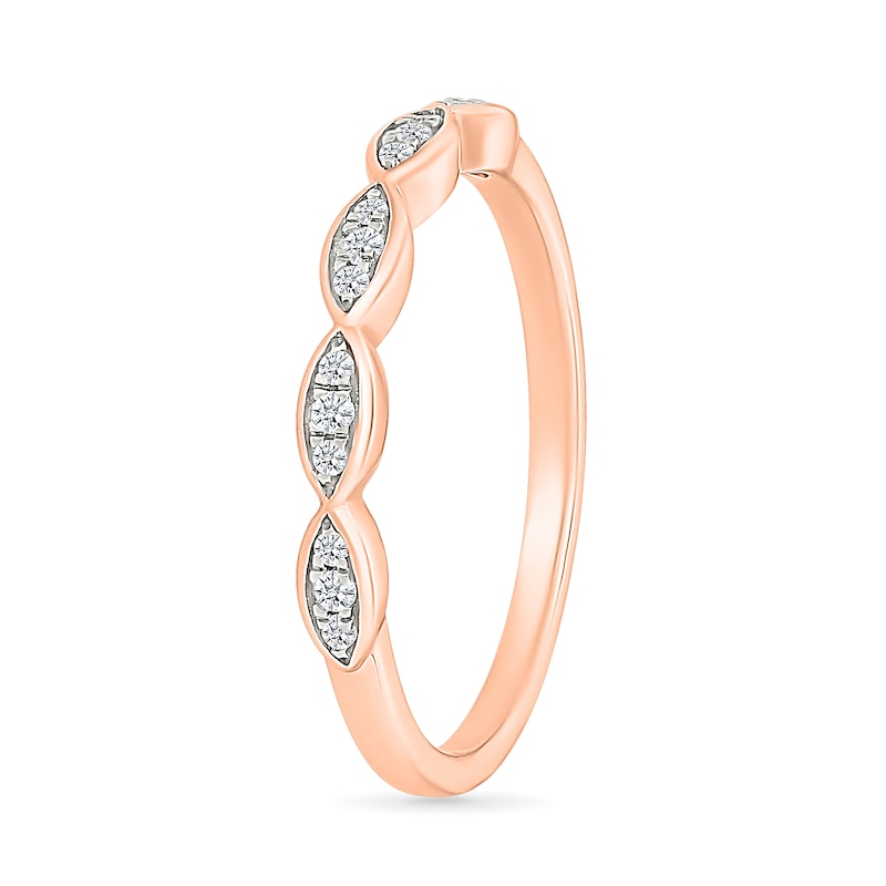 Main Image 6 of 0.45 CT. T.W. Marquise-Shaped Multi-Diamond Flower Frame Scallop Shank Bridal Set in 10K Rose Gold