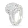 Thumbnail Image 2 of 0.95 CT. T.W. Oval-Shaped Multi-Diamond Double Frame Double Row Bridal Set in 10K White Gold