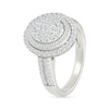 Thumbnail Image 4 of 0.95 CT. T.W. Oval-Shaped Multi-Diamond Double Frame Double Row Bridal Set in 10K White Gold