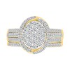 Thumbnail Image 1 of 0.95 CT. T.W. Oval-Shaped Multi-Diamond Swirl Frame Triple Row Bridal Set in 10K Gold