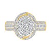 Thumbnail Image 3 of 0.95 CT. T.W. Oval-Shaped Multi-Diamond Swirl Frame Triple Row Bridal Set in 10K Gold