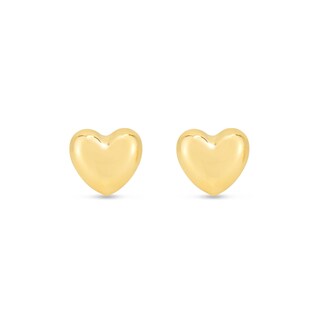 Polished Heart Stud Earrings in 14K Gold