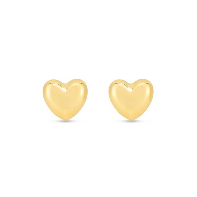 Polished Heart Stud Earrings in 14K Gold