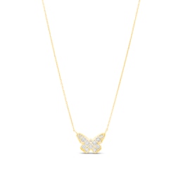Diamond-Cut Lattice Butterfly Necklace in 14K Two-Tone Gold