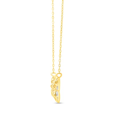 Diamond-Cut Lattice Butterfly Necklace in 14K Two-Tone Gold