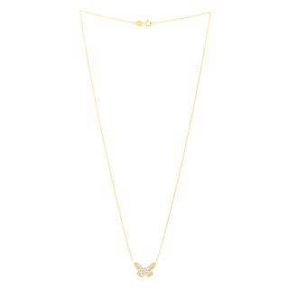 Diamond-Cut Lattice Butterfly Necklace in 14K Two-Tone Gold