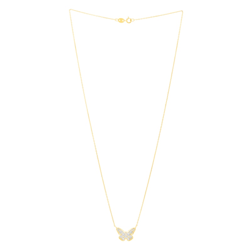 Main Image 3 of Diamond-Cut Lattice Butterfly Necklace in 14K Two-Tone Gold